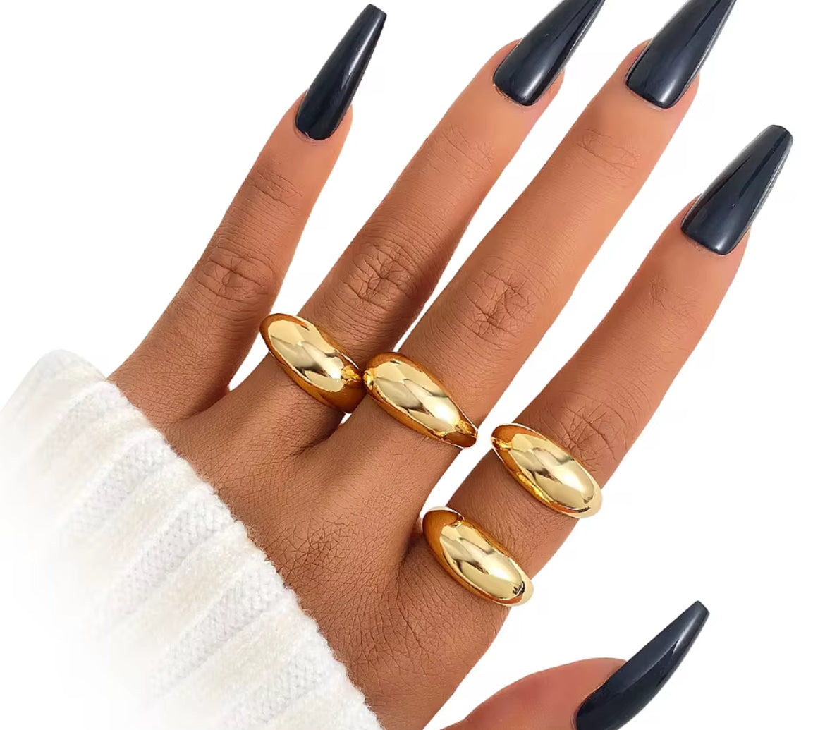 Chunky Stacked Water Drop Rings