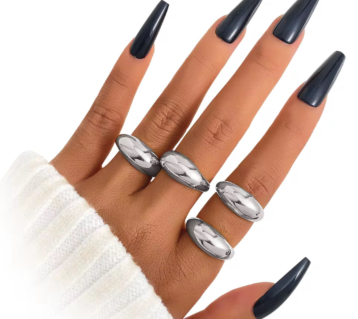 Chunky Stacked Water Drop Rings
