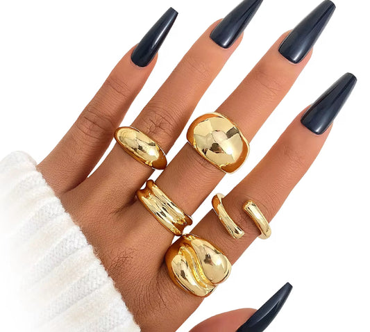 Chunky Stacked Water Drop Rings