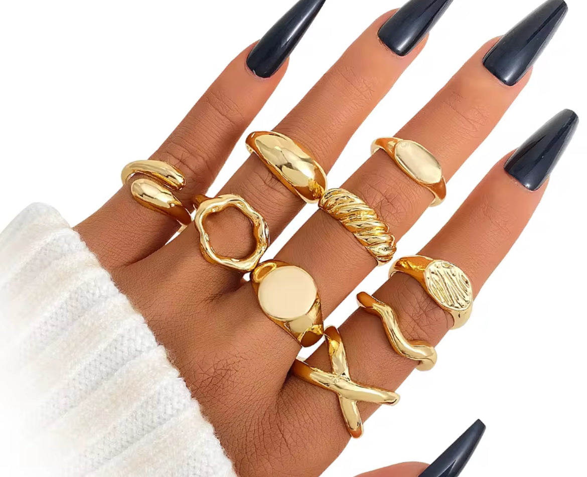 Chunky Stacked Water Drop Rings