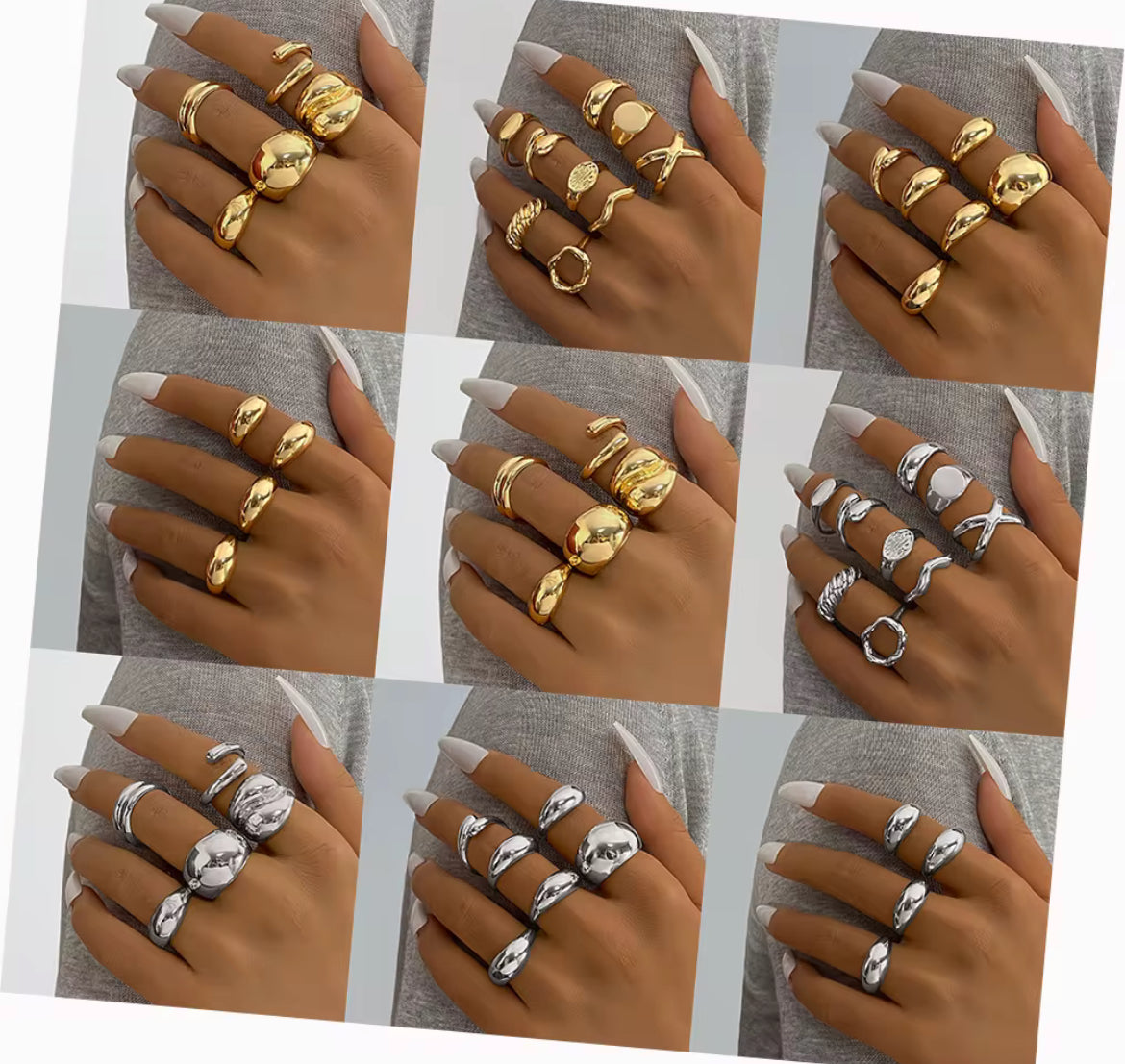 Chunky Stacked Water Drop Rings