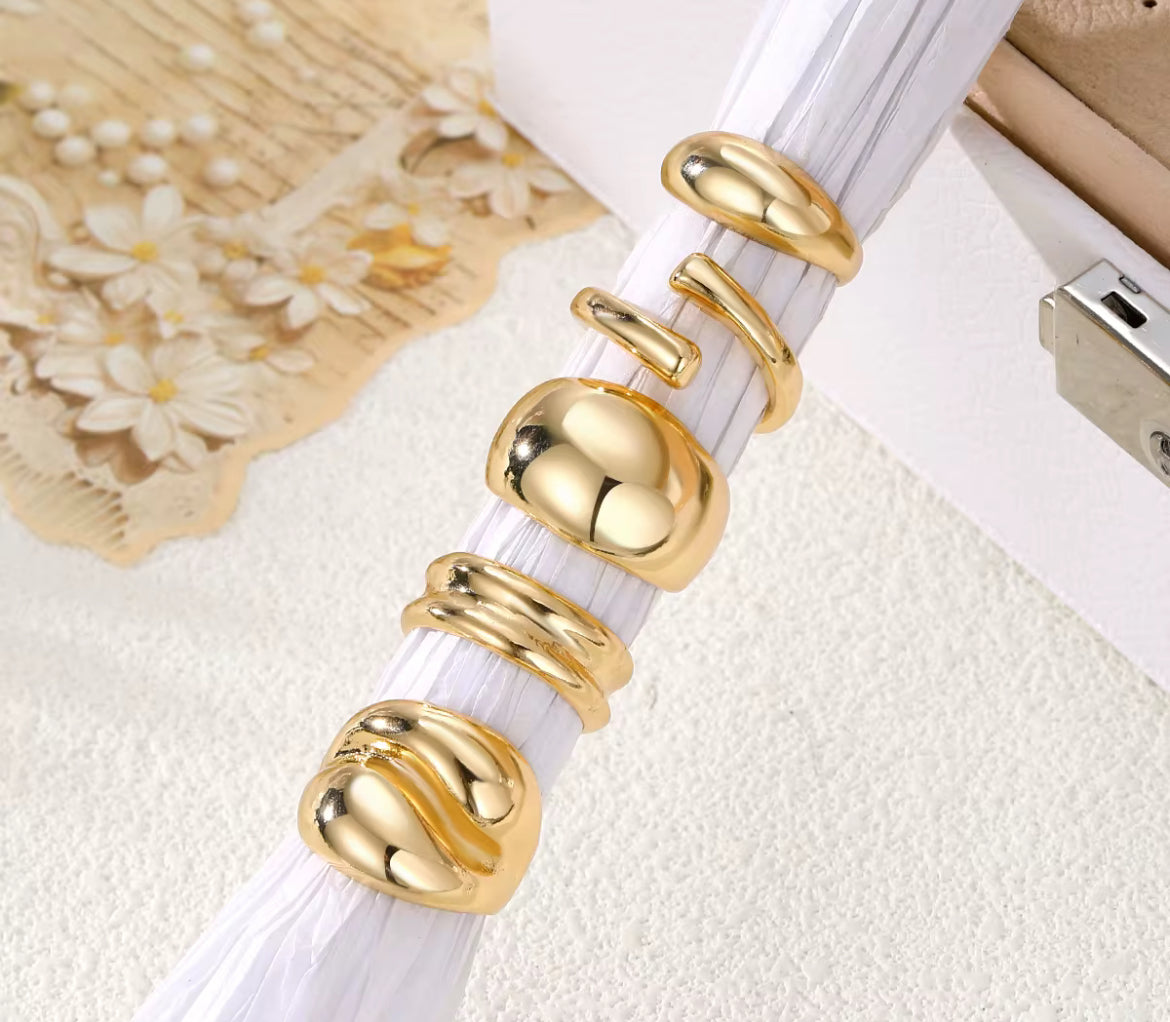 Chunky Stacked Water Drop Rings