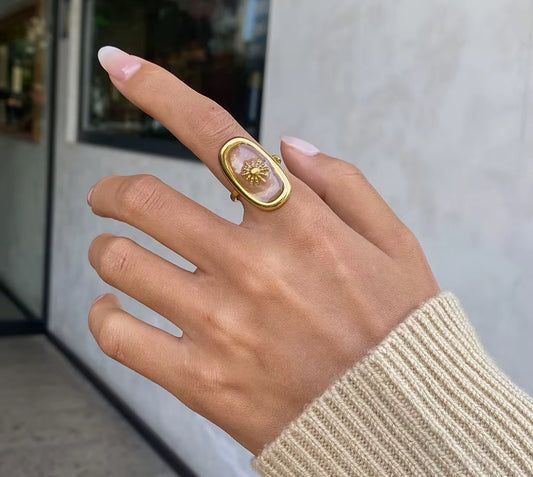 18k Gold Plated Oval hammered Rings